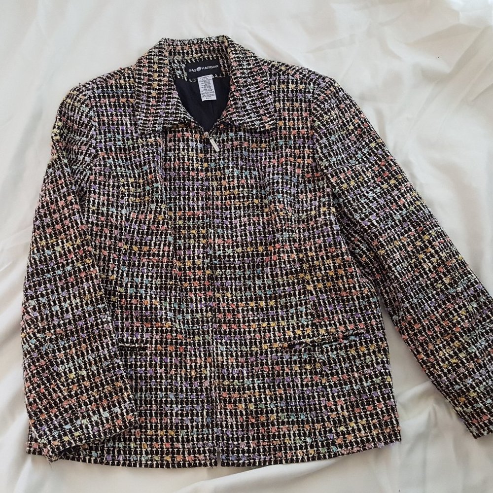 Sag Harbor Jacket Blazer Black Pastel Perfect Cond